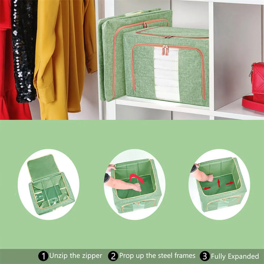 100L Foldable Linen Storage Box with Metal Frame