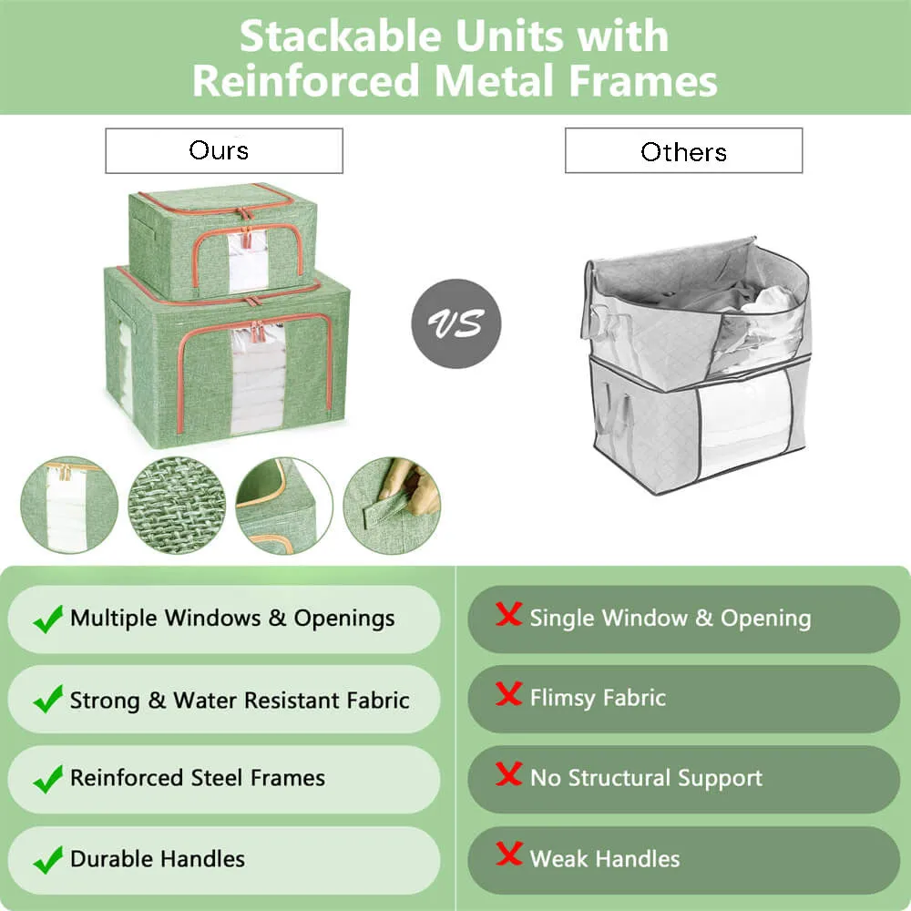 100L Foldable Linen Storage Box with Metal Frame