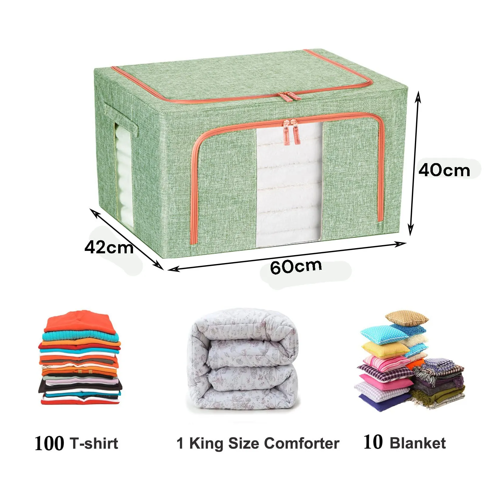 100L Foldable Linen Storage Box with Metal Frame