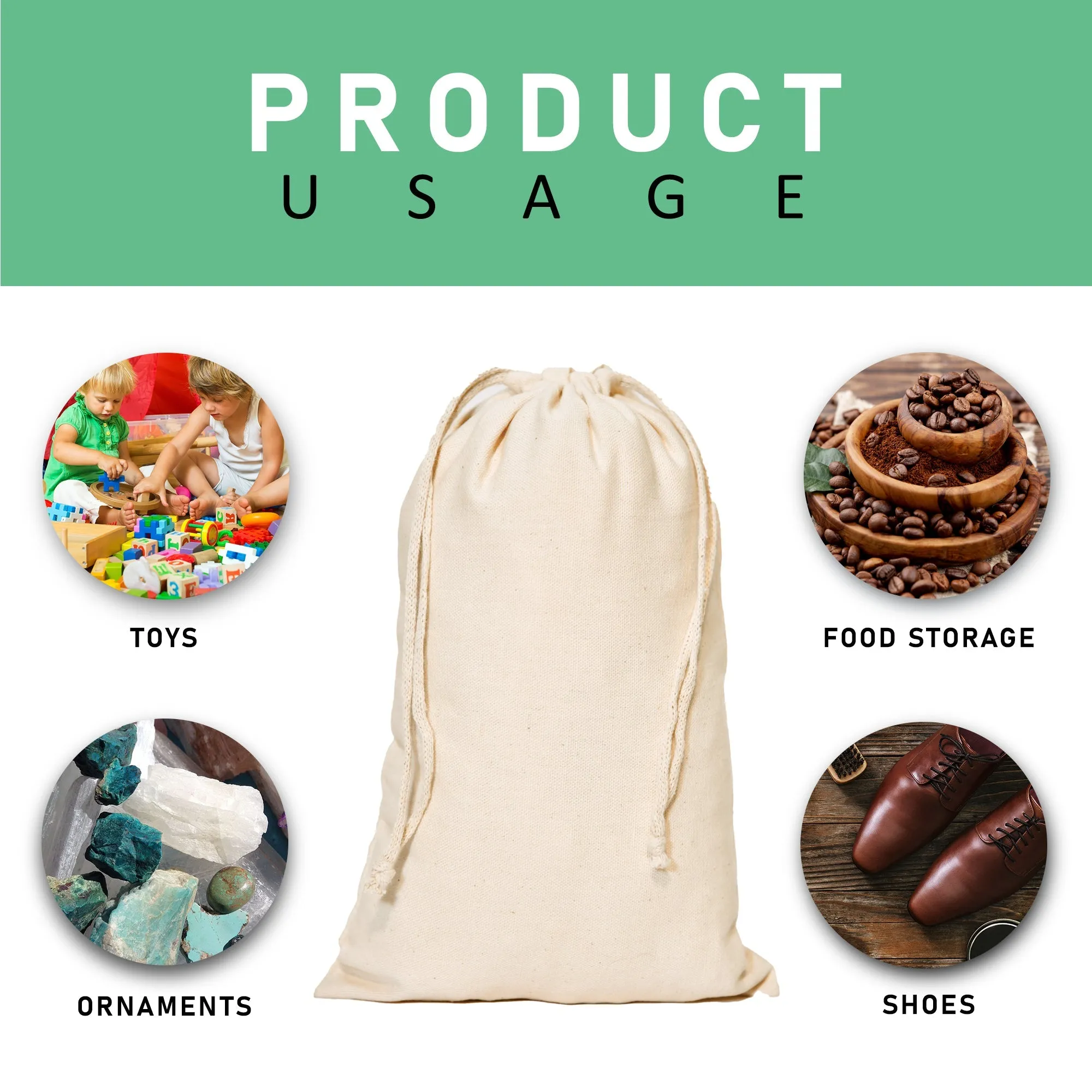 12X20 Inch Double Drawstring Bags