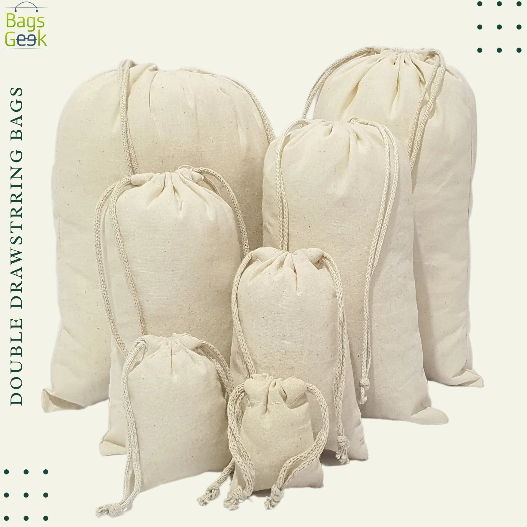 18x20 Inch Double Drawstring Bags.
