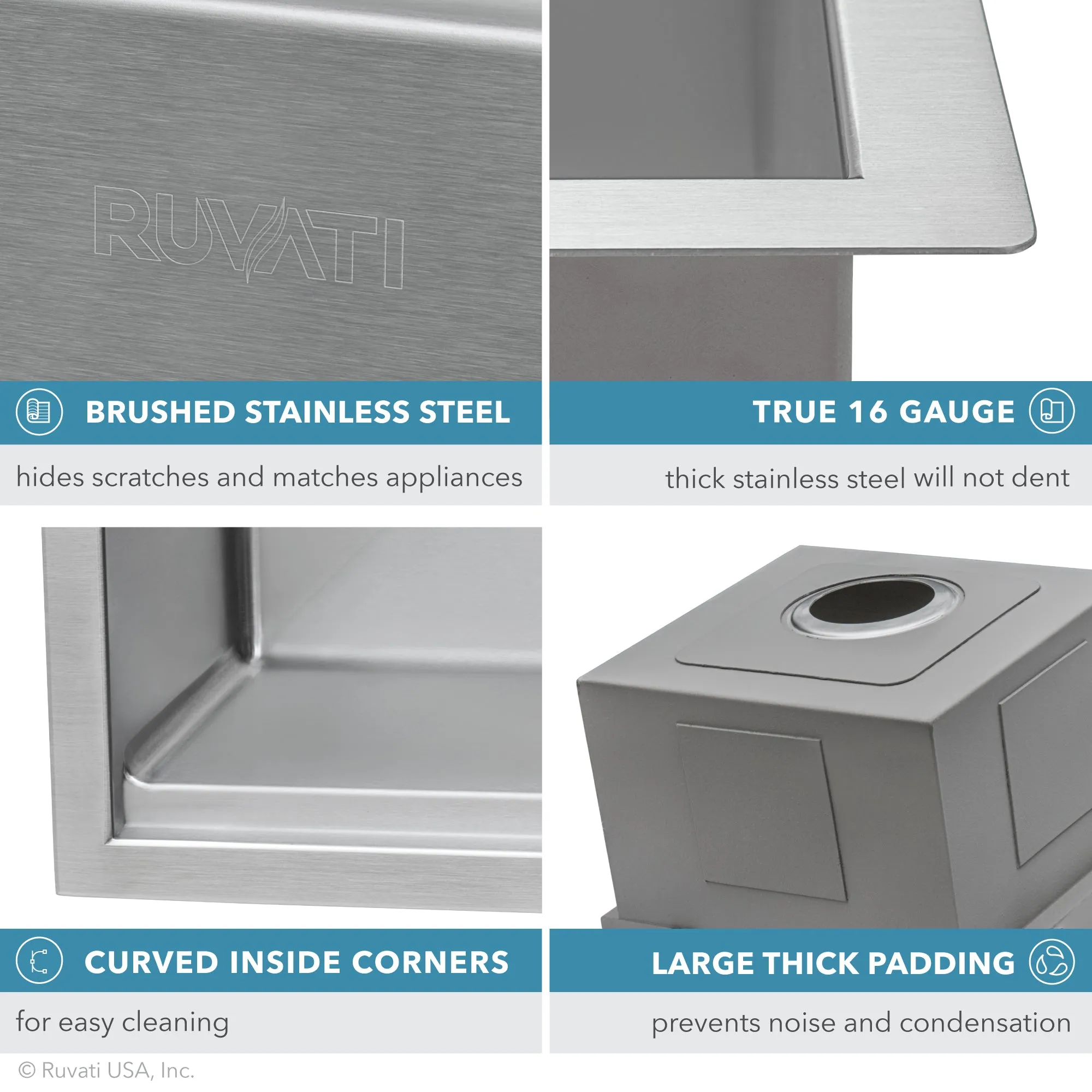24-inch Apron-front Workstation Farmhouse Kitchen Sink 16 Gauge Stainless Steel Single Bowl