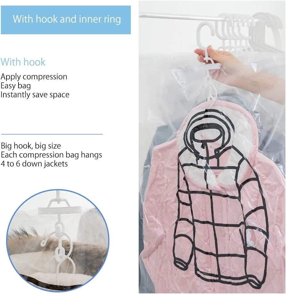 2pack Hanging Vacuum Bag Clothes Storage Cover 67 x 90cm