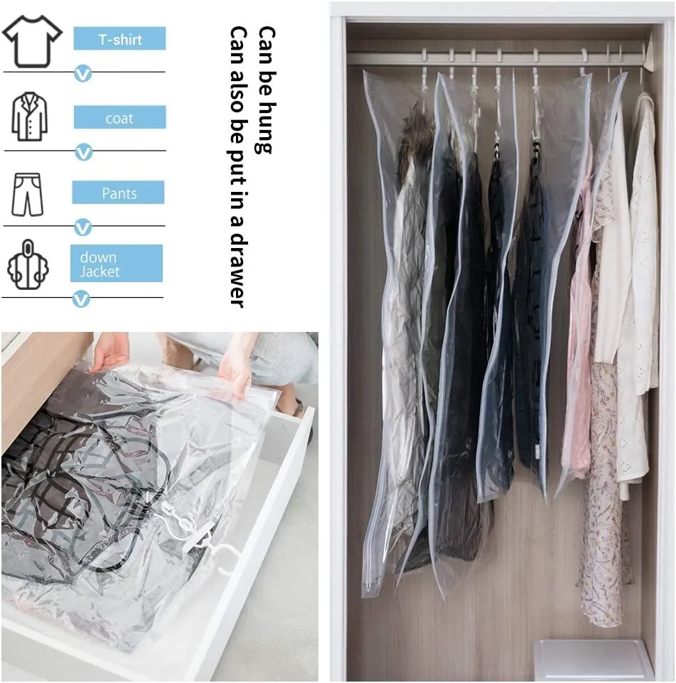 2pack Hanging Vacuum Bag Clothes Storage Cover 67 x 90cm
