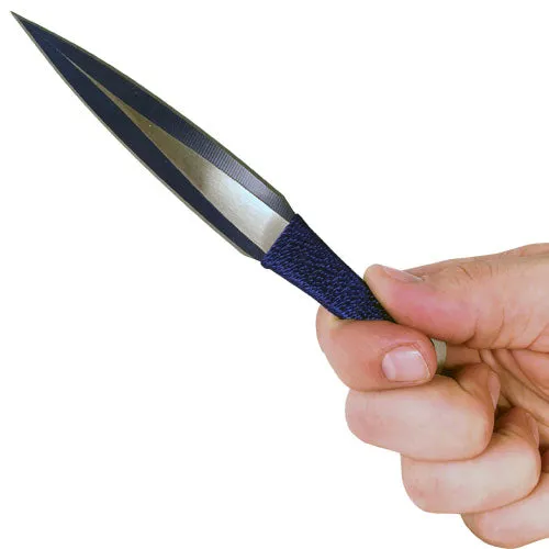 3 Piece Throwing Knife Assorted, Black, Blue, Red Color