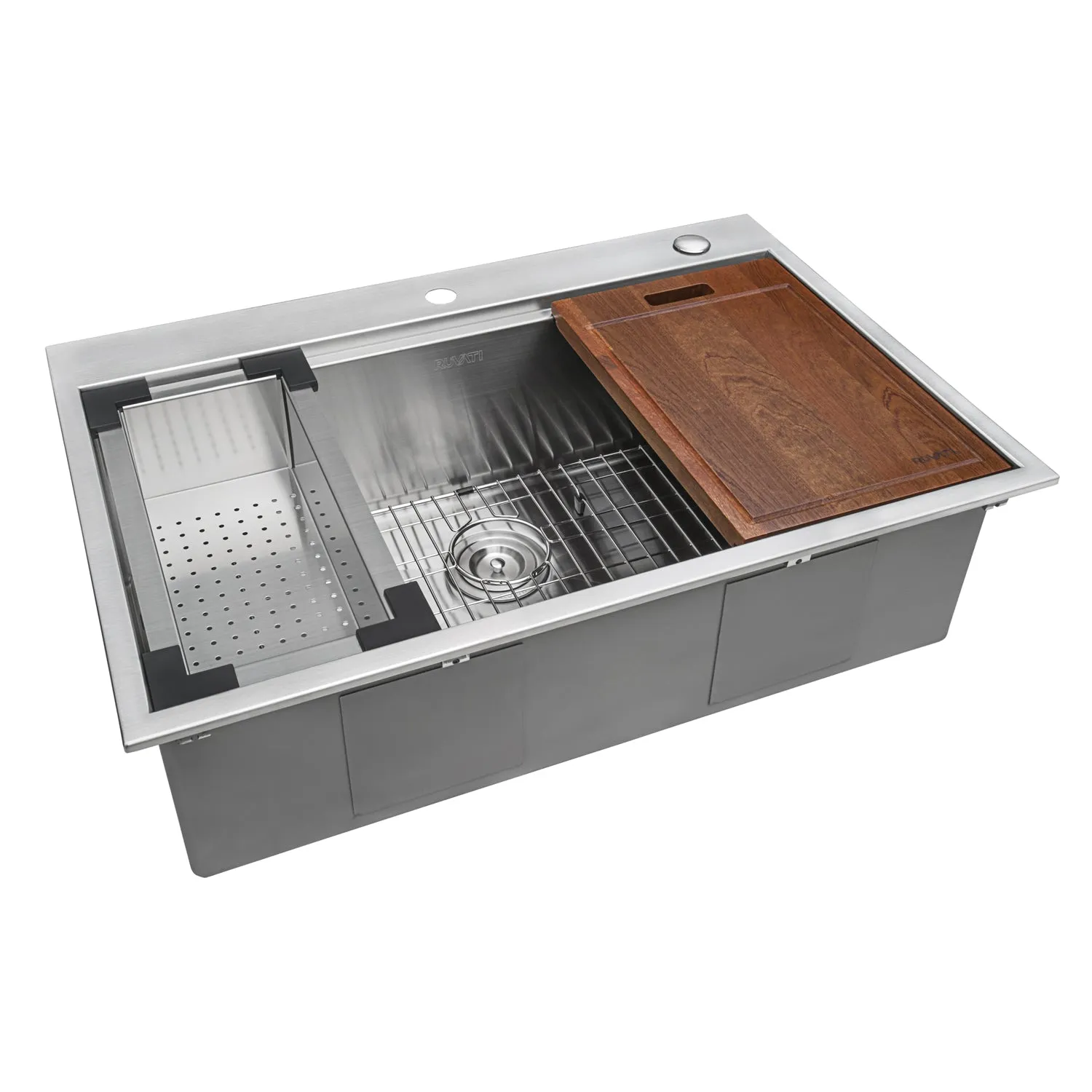 30 x 22 inch Workstation Drop-in Tight Radius Topmount 16 Gauge Ledge Stainless Steel Kitchen Sink Single Bowl