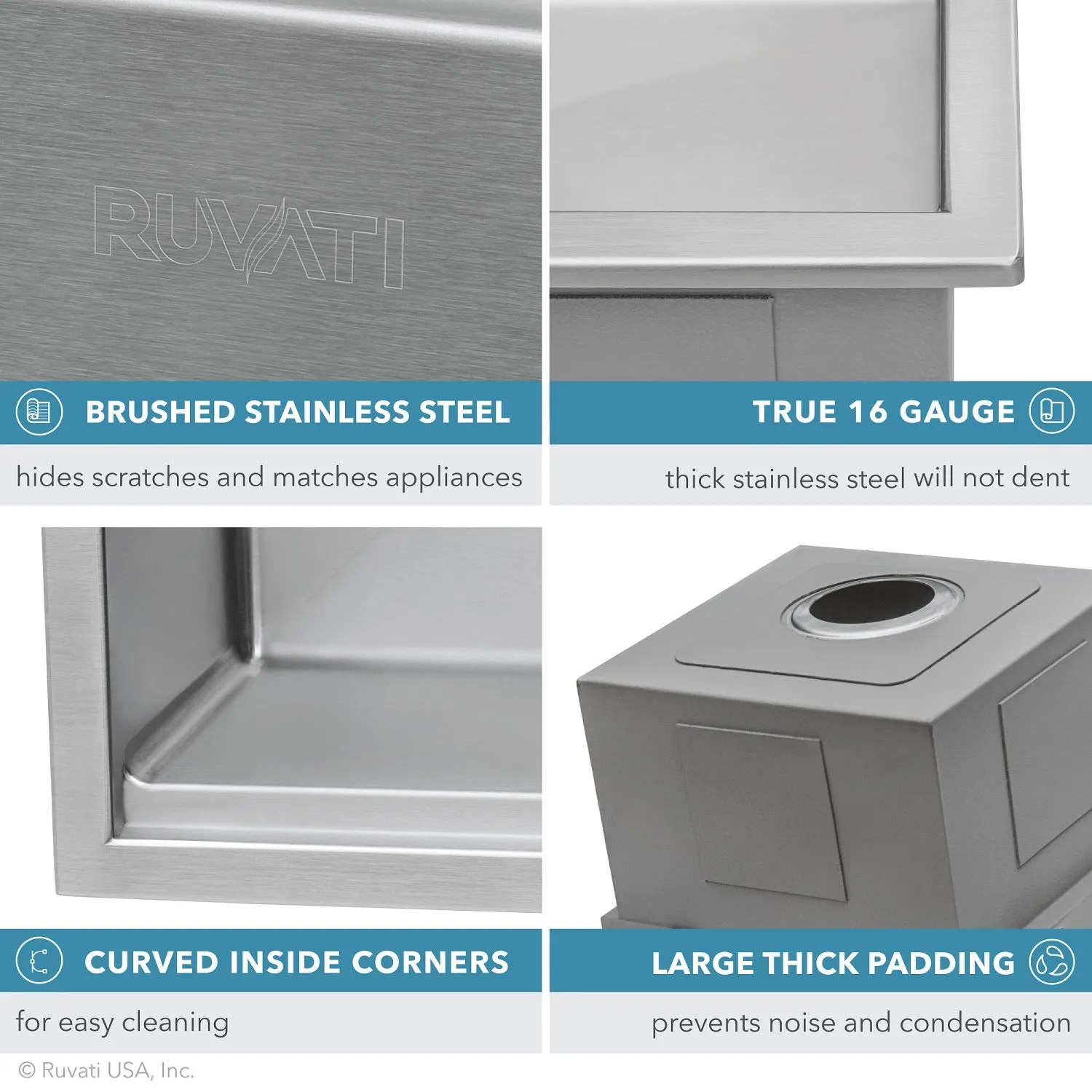 30 x 22 inch Workstation Drop-in Tight Radius Topmount 16 Gauge Ledge Stainless Steel Kitchen Sink Single Bowl