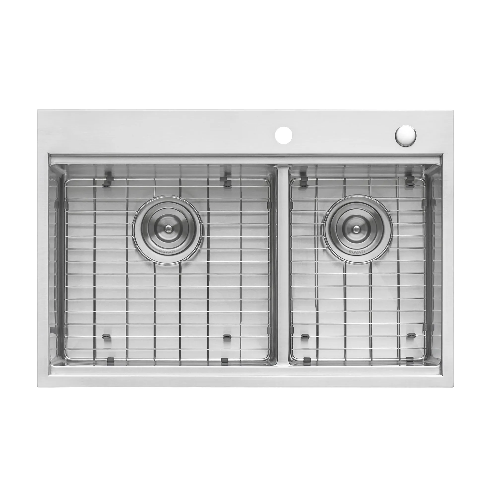 33 x 22 inch Workstation Drop-in 60/40 Double Bowl Topmount Tight Radius 16 Gauge Stainless Steel Ledge Kitchen Sink