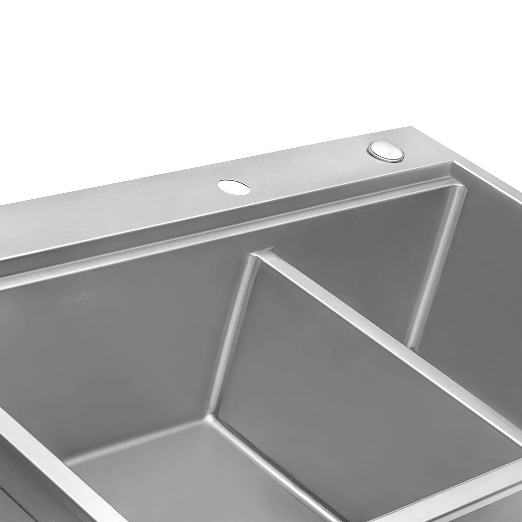 33 x 22 inch Workstation Drop-in 60/40 Double Bowl Topmount Tight Radius 16 Gauge Stainless Steel Ledge Kitchen Sink
