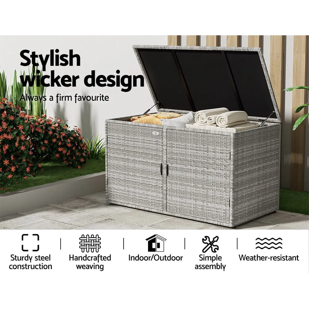 333L Outdoor Grey Wicker Storage Box Cabinet