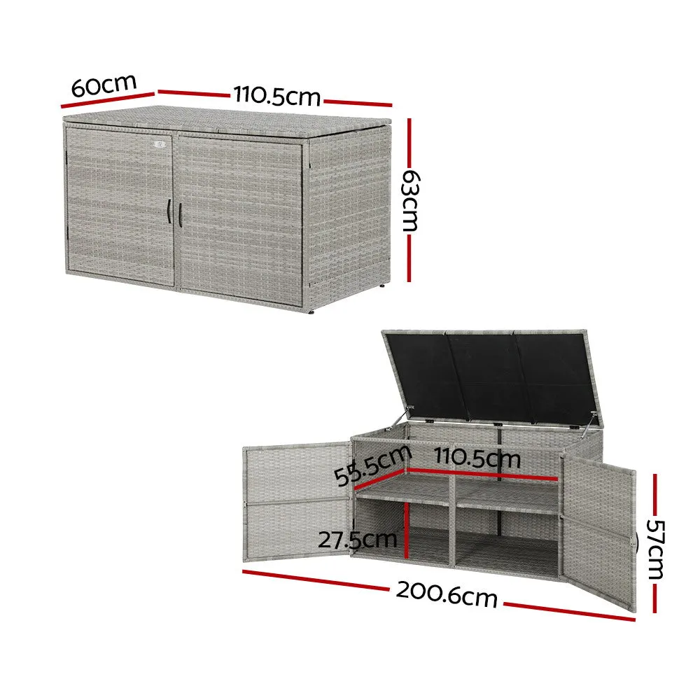 333L Outdoor Grey Wicker Storage Box Cabinet