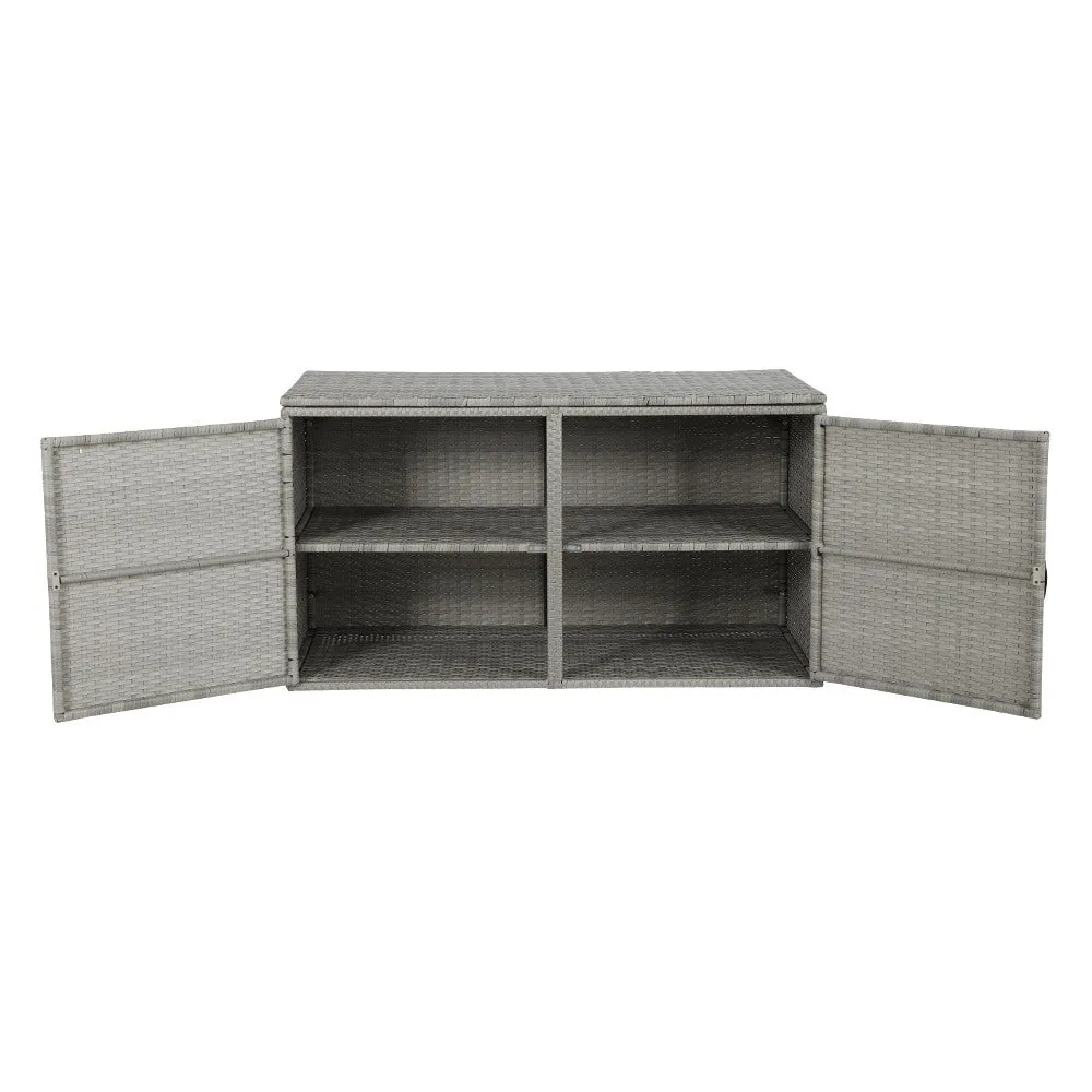 333L Outdoor Grey Wicker Storage Box Cabinet
