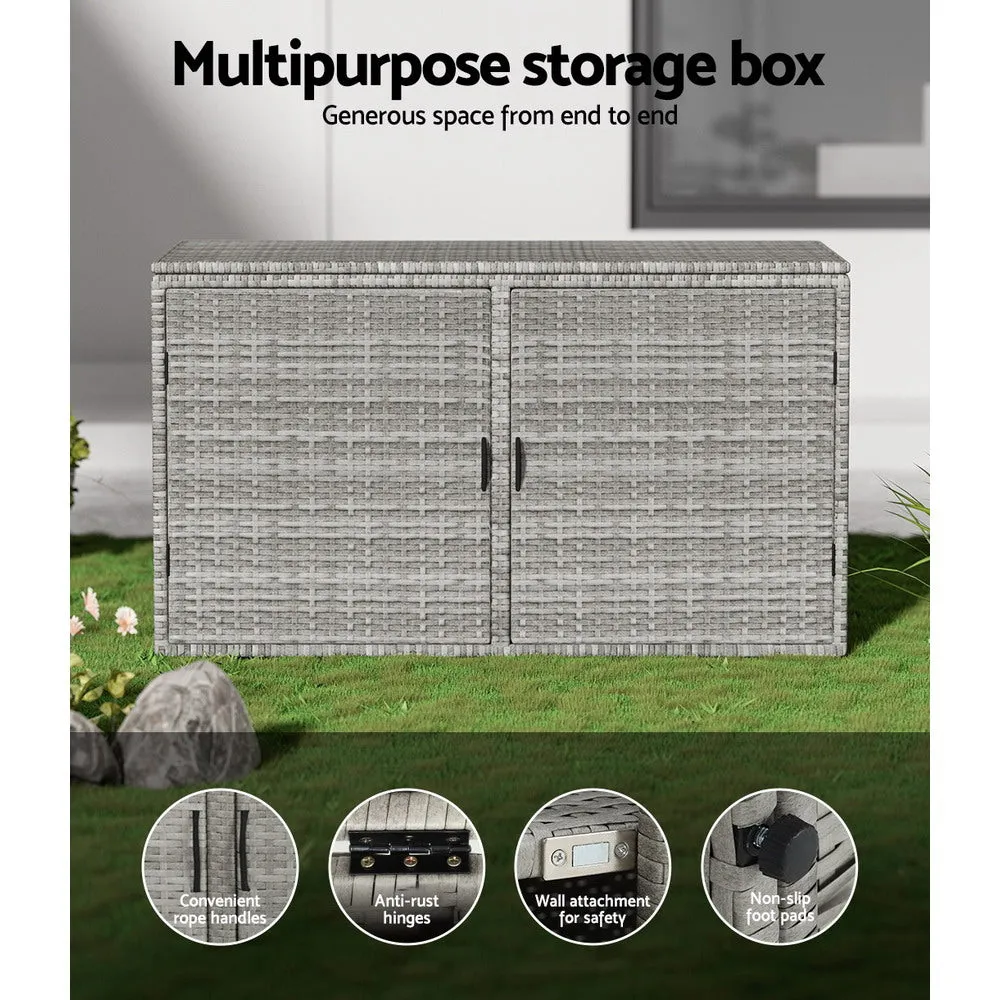 333L Outdoor Grey Wicker Storage Box Cabinet