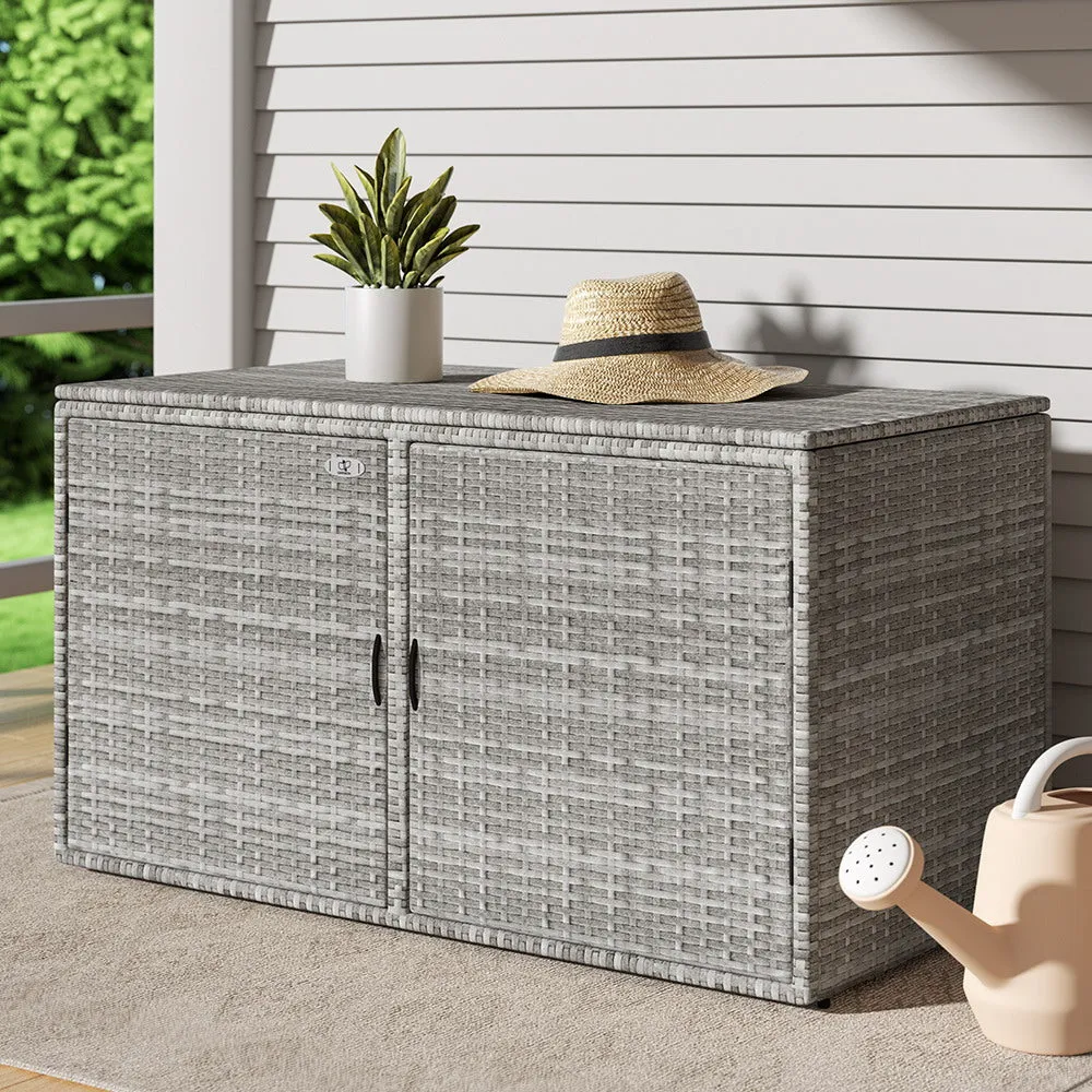 333L Outdoor Grey Wicker Storage Box Cabinet