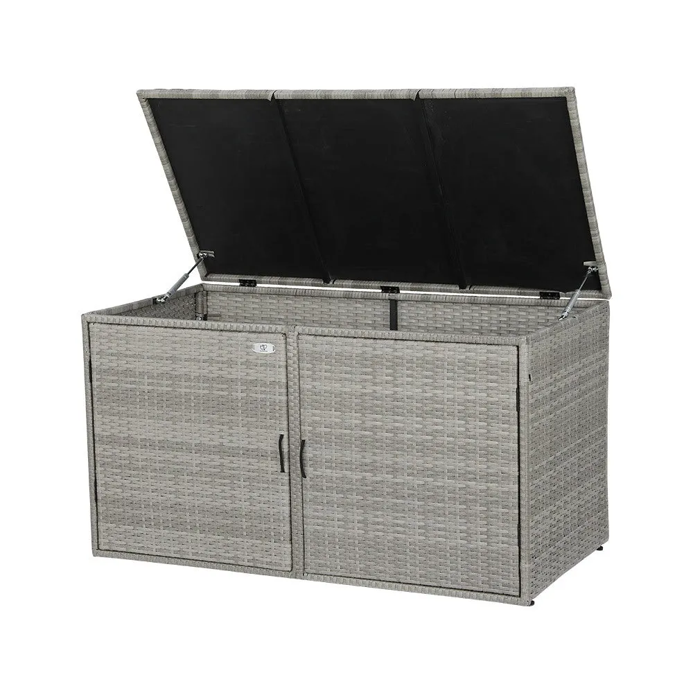 333L Outdoor Grey Wicker Storage Box Cabinet