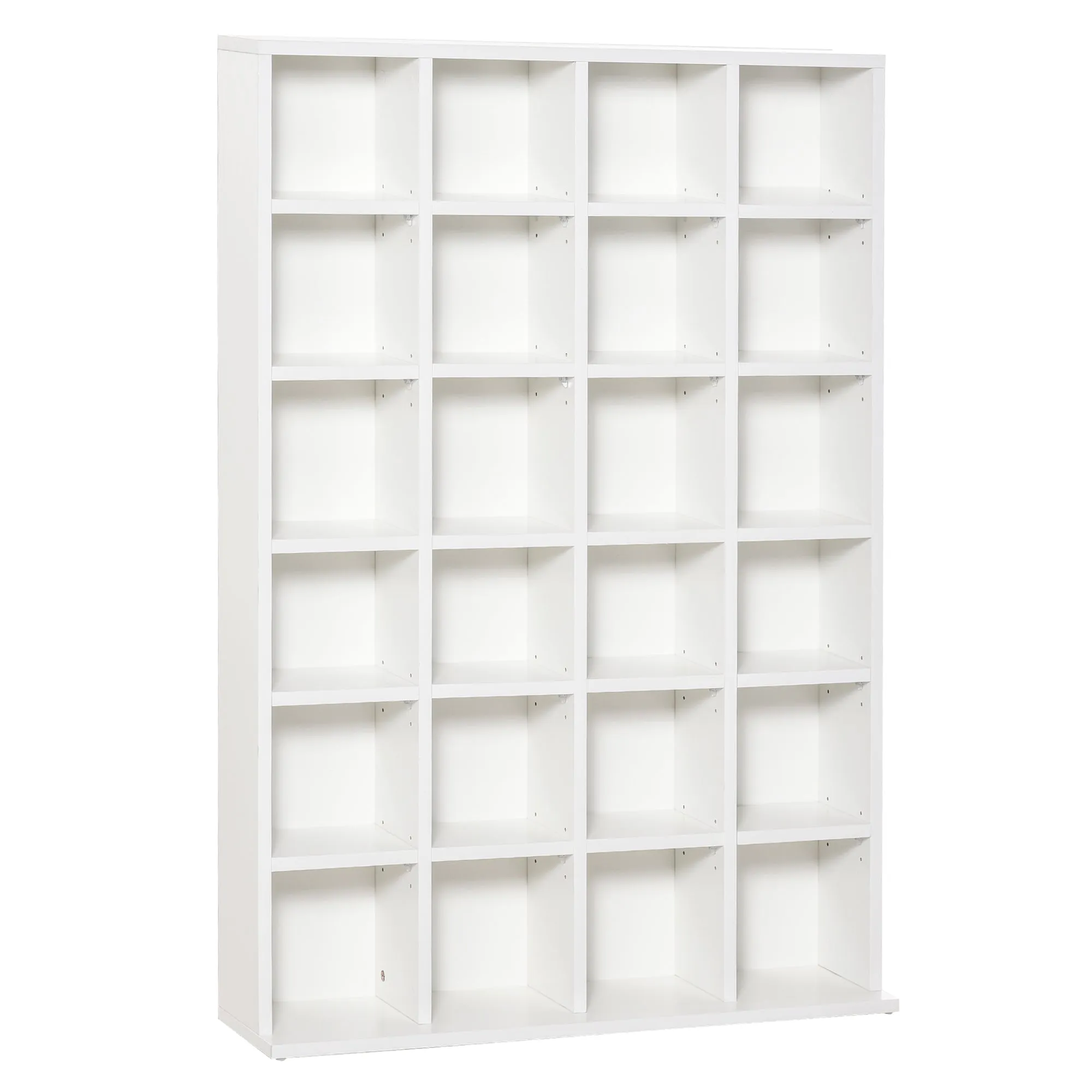 480 CD / 312 DVD Storage Shelf Rack Media Storage Unit Shelves Racks Wooden Bookcase Display Unit with 4 Adjustable Shelves White