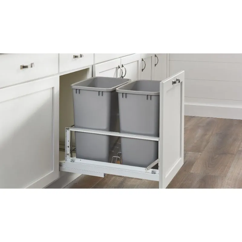 5349 Series White Bottom-Mount Single Waste Container Pull-Out Organizer (10.75" x 21.94" x 23.13")
