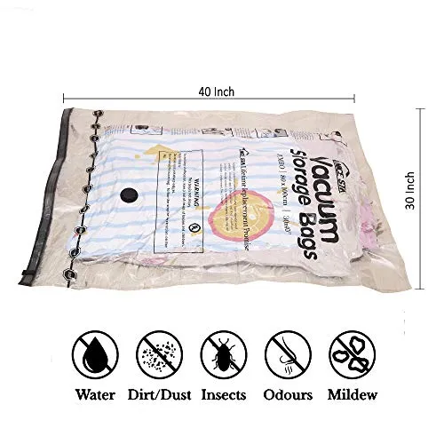 8 Jumbo Clothing Storage Bags Vacuum (40"x30") Space Sealer Bags Saver for Comforters Clothes Blankets Travel & Home 80% More Space Saver Hand Pump Included