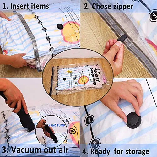 8 Jumbo Clothing Storage Bags Vacuum (40"x30") Space Sealer Bags Saver for Comforters Clothes Blankets Travel & Home 80% More Space Saver Hand Pump Included