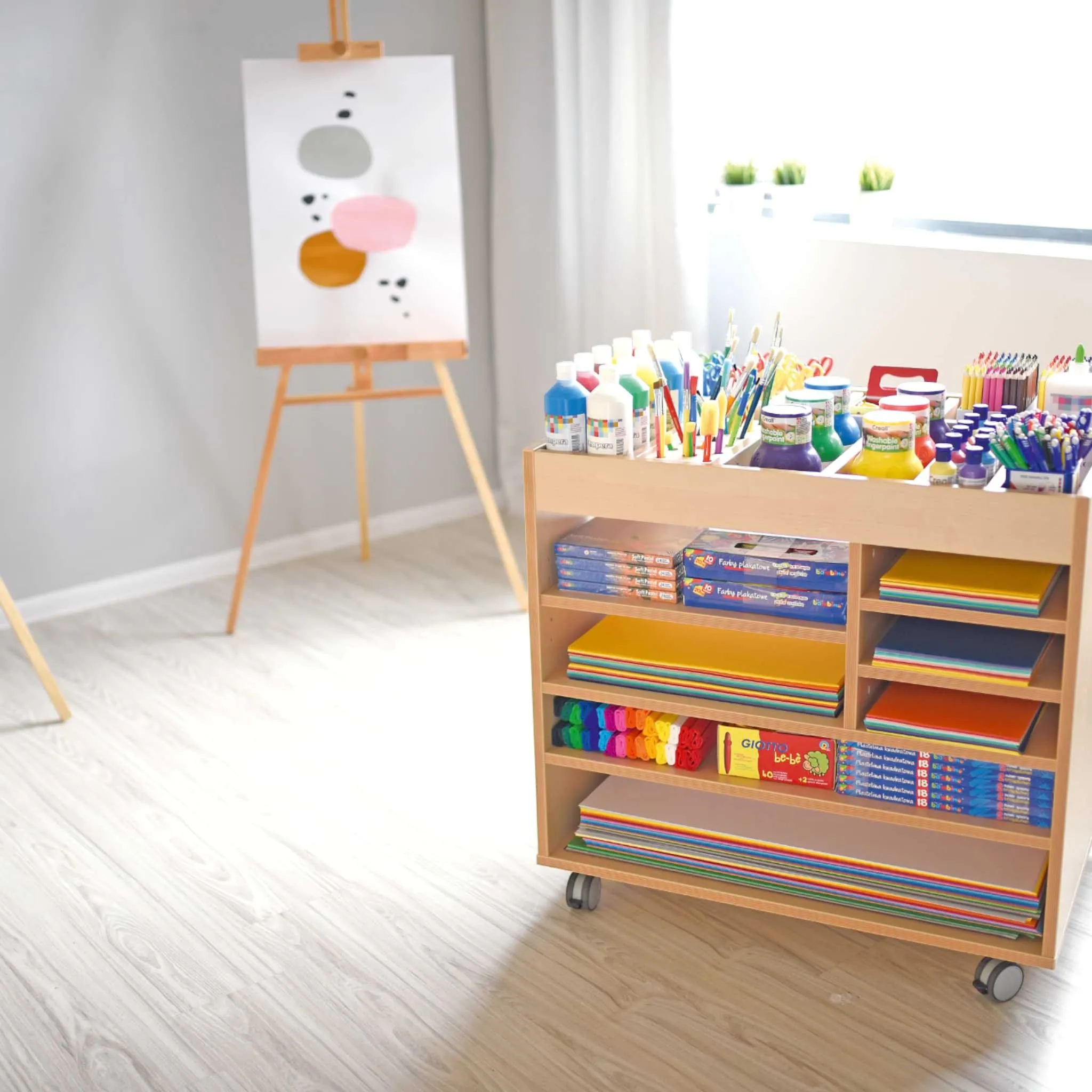 Art cabinet with wheels