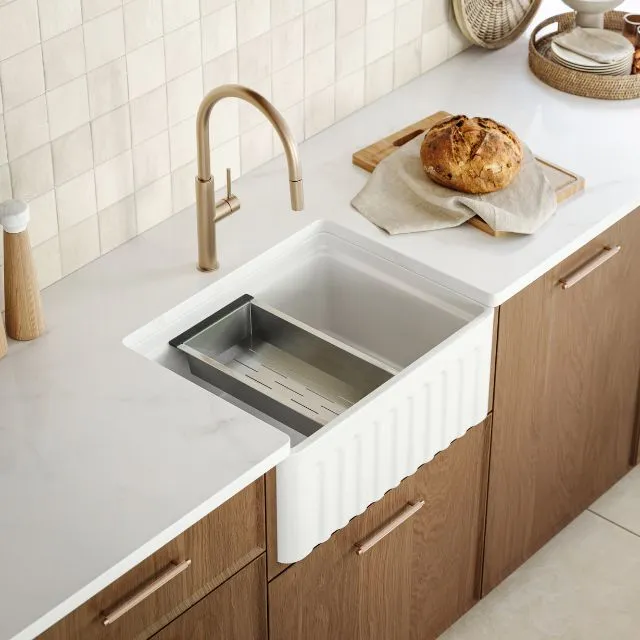 Bao Ceramic Farmhouse Sink & Accessories Pack 615mm - Gloss White