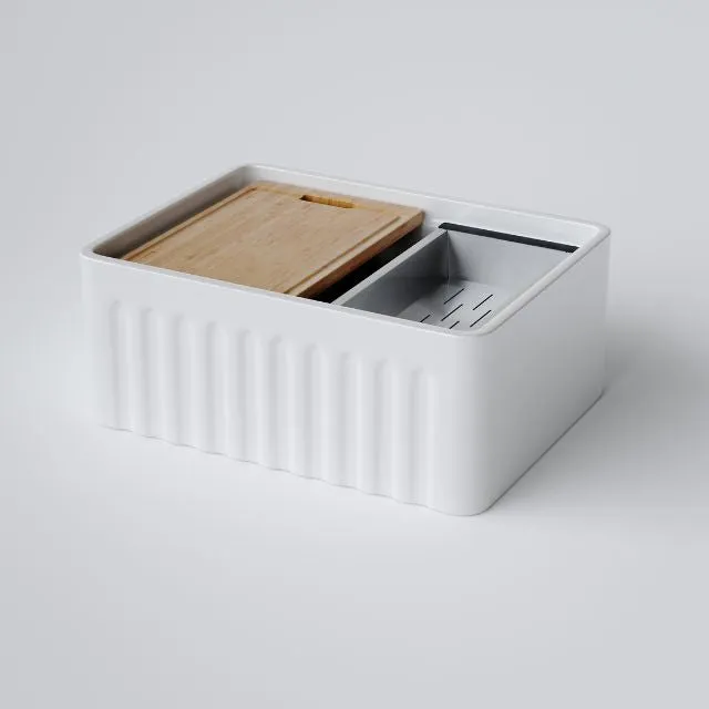 Bao Ceramic Farmhouse Sink & Accessories Pack 615mm - Gloss White