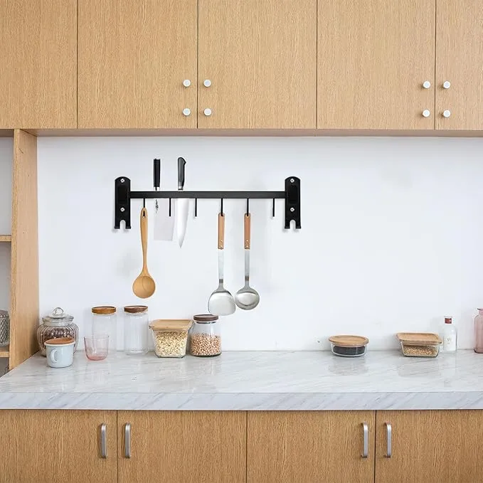 Black Rail Rack Organizer, 15.55in Pot and Pan Lid Holders