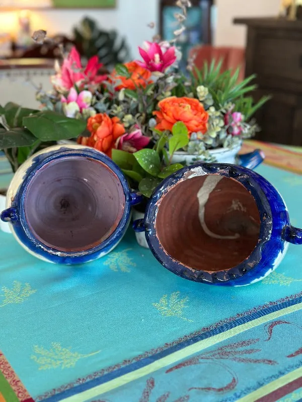 Ceramic Hanging Wall Pot Blue and White, 2 available, Each Sold separately