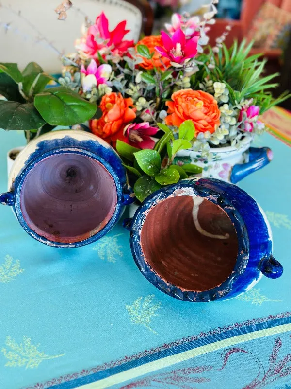 Ceramic Hanging Wall Pot Blue and White, 2 available, Each Sold separately