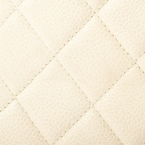 Chanel Around 1997 Made Caviar Skin Turn-Lock Shoulder Bag Ivory