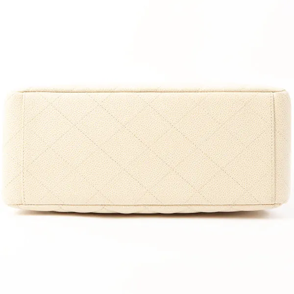 Chanel Around 1997 Made Caviar Skin Turn-Lock Shoulder Bag Ivory
