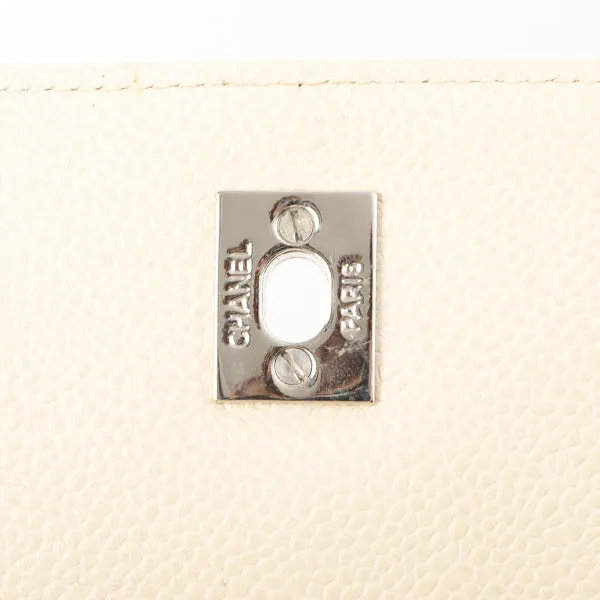 Chanel Around 1997 Made Caviar Skin Turn-Lock Shoulder Bag Ivory