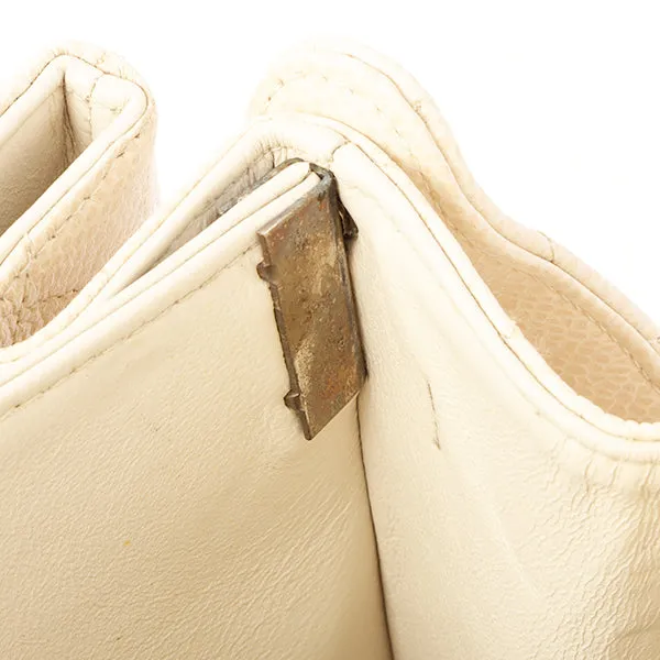 Chanel Around 1997 Made Caviar Skin Turn-Lock Shoulder Bag Ivory