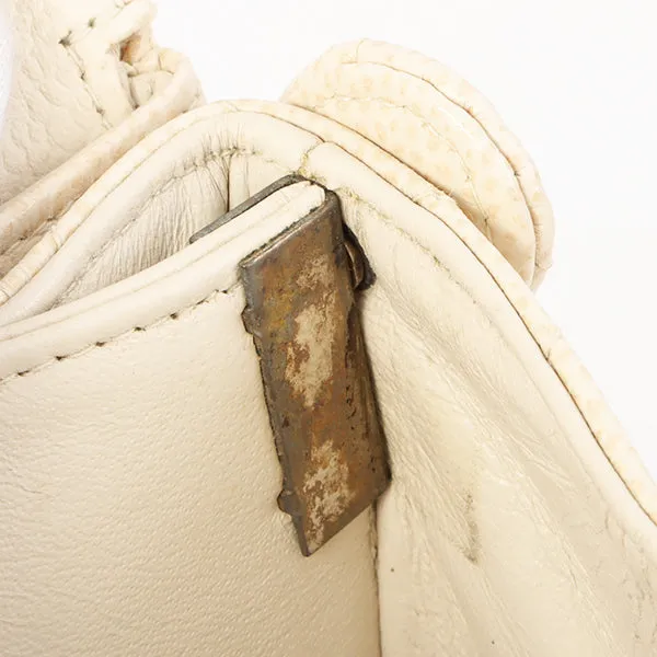 Chanel Around 1997 Made Caviar Skin Turn-Lock Shoulder Bag Ivory