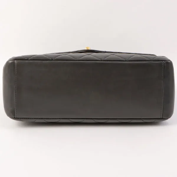 Chanel Around 1997 Made V Flap Turn-Lock Handle Bag Black
