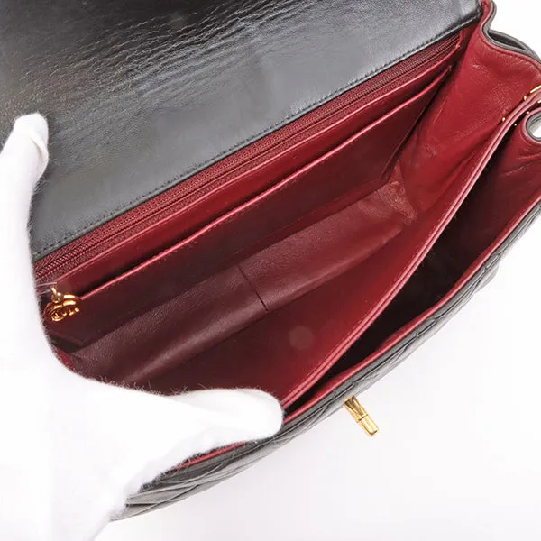 Chanel Around 1997 Made V Flap Turn-Lock Handle Bag Black