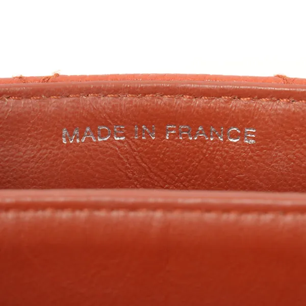Chanel Around 1998 Made Caviar Skin Turn-Lock Shoulder Bag Orange/Silver