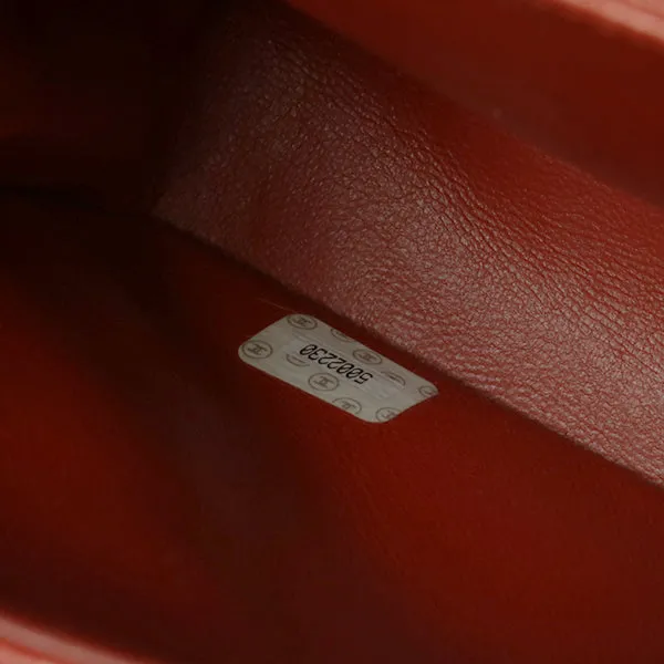 Chanel Around 1998 Made Caviar Skin Turn-Lock Shoulder Bag Orange/Silver