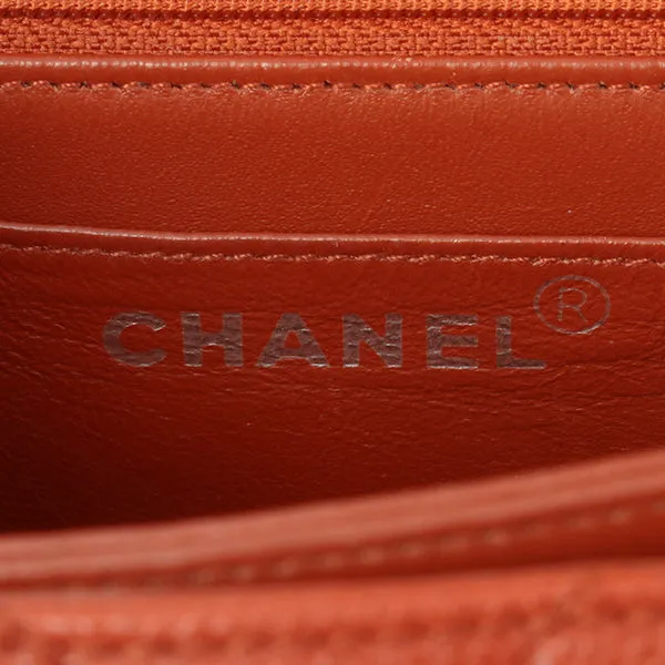 Chanel Around 1998 Made Caviar Skin Turn-Lock Shoulder Bag Orange/Silver