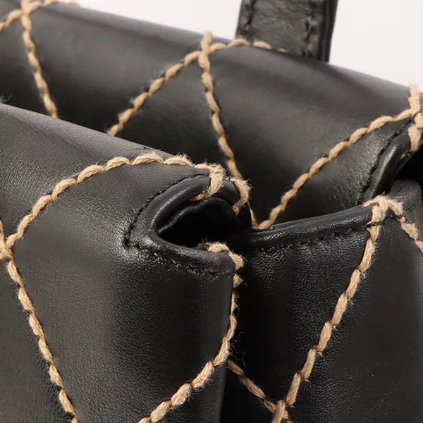 Chanel Around 2000 Made Wild Stitch Cc Mark Plate Top Handle Bag Black