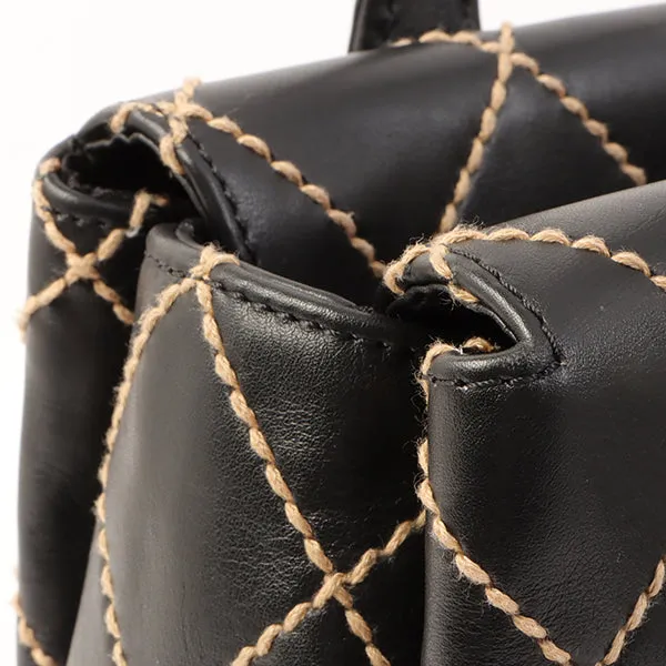 Chanel Around 2000 Made Wild Stitch Cc Mark Plate Top Handle Bag Black