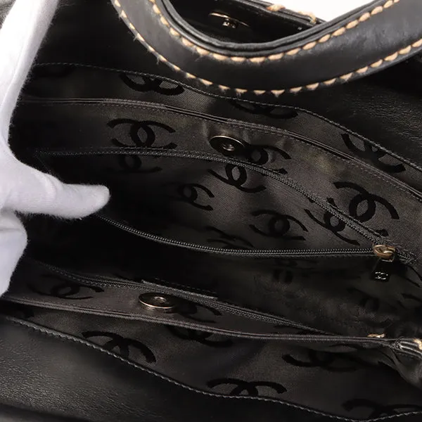 Chanel Around 2000 Made Wild Stitch Cc Mark Plate Top Handle Bag Black