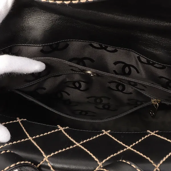 Chanel Around 2000 Made Wild Stitch Cc Mark Plate Top Handle Bag Black