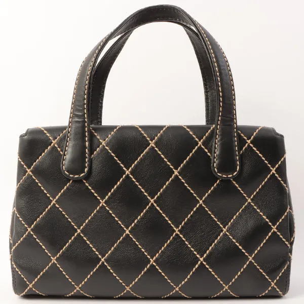 Chanel Around 2000 Made Wild Stitch Cc Mark Plate Top Handle Bag Black