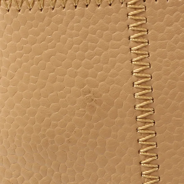 Chanel Around 2006 Made Caviar Skin Chocolate Bar Cut-Out Logo Plate Shoulder Bag Smoky Beige
