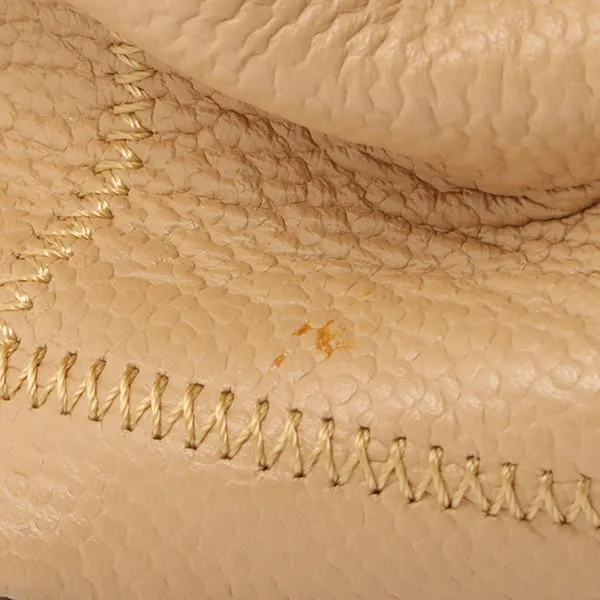 Chanel Around 2006 Made Caviar Skin Chocolate Bar Cut-Out Logo Plate Shoulder Bag Smoky Beige