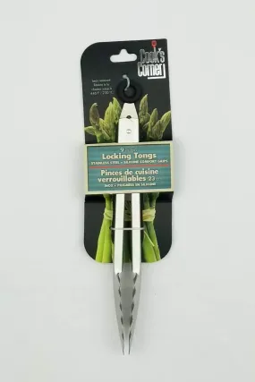 Cook's Corner Stainless Steel Locking Tongs W/Comfort Grip - 9"