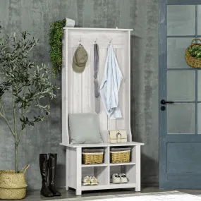 cozy HOMCOM Hall Tree W/ Shoe Storage Bench Entryway Coat Rack Bench, Grey