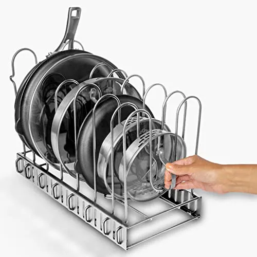 GeekDigg Pot Rack Adjustable 3 DIY Methods Silver Pan Organizer Shelf for Kitchen