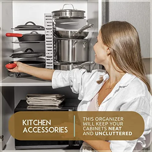 GeekDigg Pot Rack Adjustable 3 DIY Methods Silver Pan Organizer Shelf for Kitchen